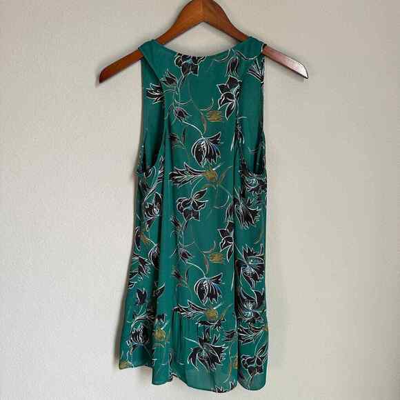 Cabi #3276 Falling Flowers Sleeveless Blouse Green Peplum Scoop Neck Women's M - Picture 2 of 7